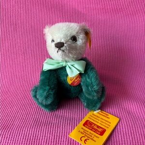 New Vintage Steiff  Miniature Dolly Teddy Besr green white Tag HTF 030727
6”